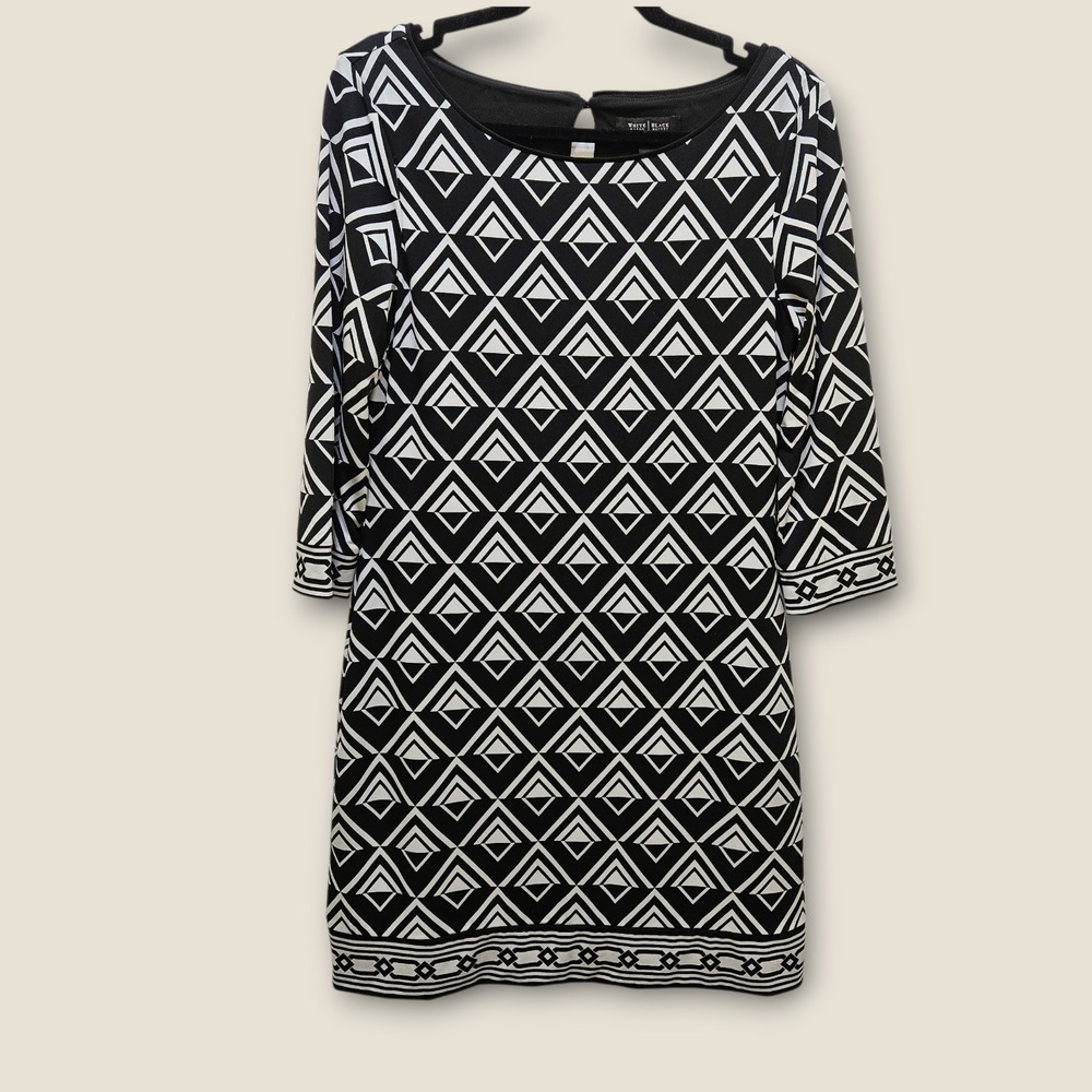 White House Black Market‎ Dress Women's Small Black White Geometric Print